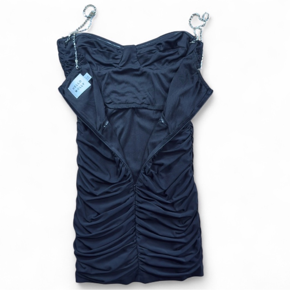 Hello Molly Black Rhinestone-Trim Strapless Ruched Mini Dress - Picture 5 of 8